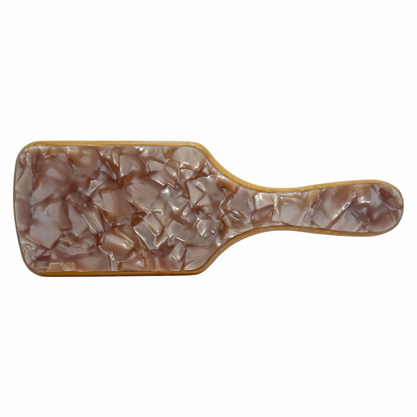 Meet the Bamboo Babe Brush—your new hair care essential. Crafted with a lightweight white bamboo base and topped with a marbled light brown finish, this paddle brush detangles, smooths, and tames frizz like a pro. Its wide paddle shape is ideal for all hair types, making it perfect for blow-drying or everyday styling. Plus, it’s customizable, so you can make it your own or gift it with a personal touch. Whether it's for bridesmaids, birthdays, or your daily glam routine, this brush delivers looks
