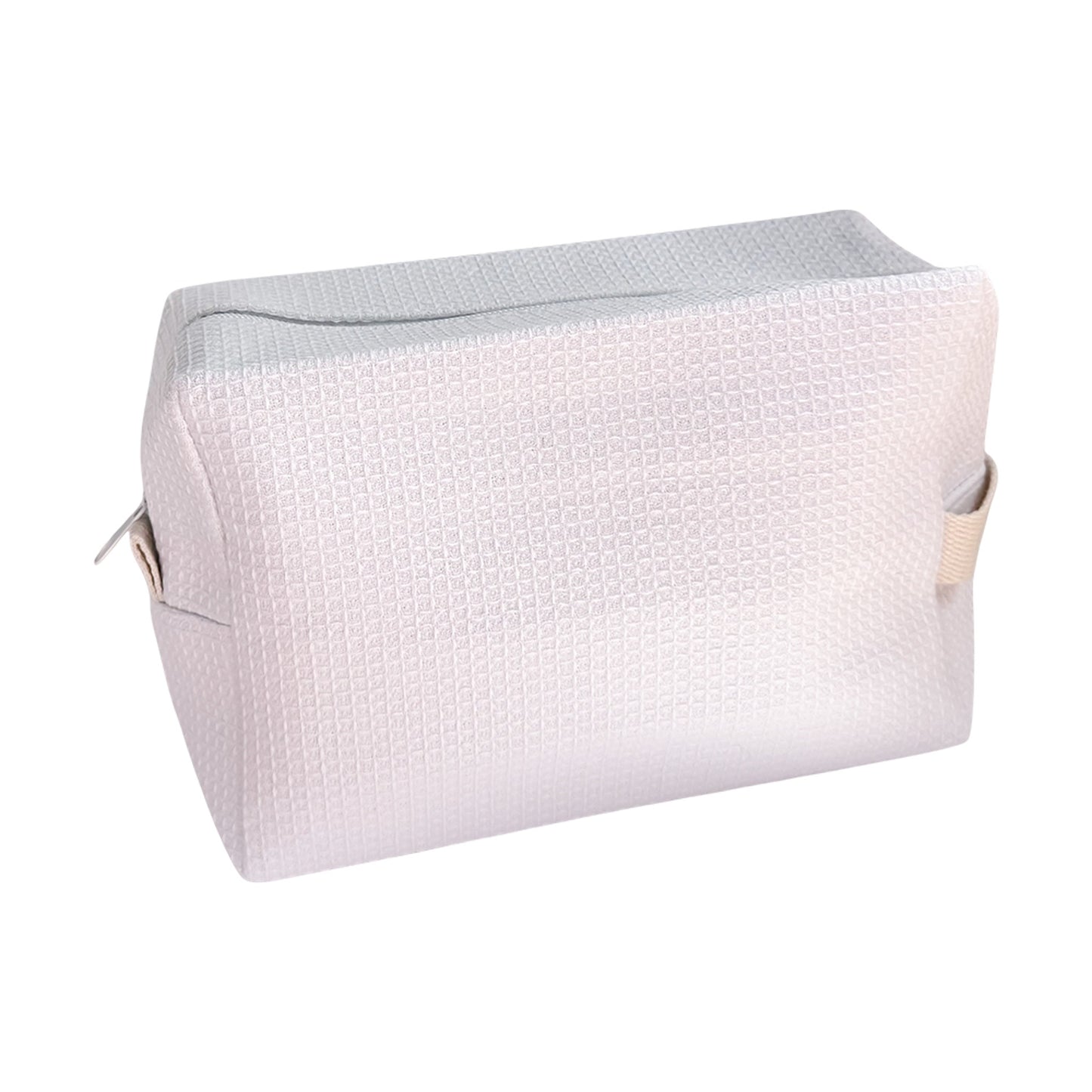 Custom white waffle-textured travel pouch — personalized makeup or toiletry bag by Local Love by Lauren
