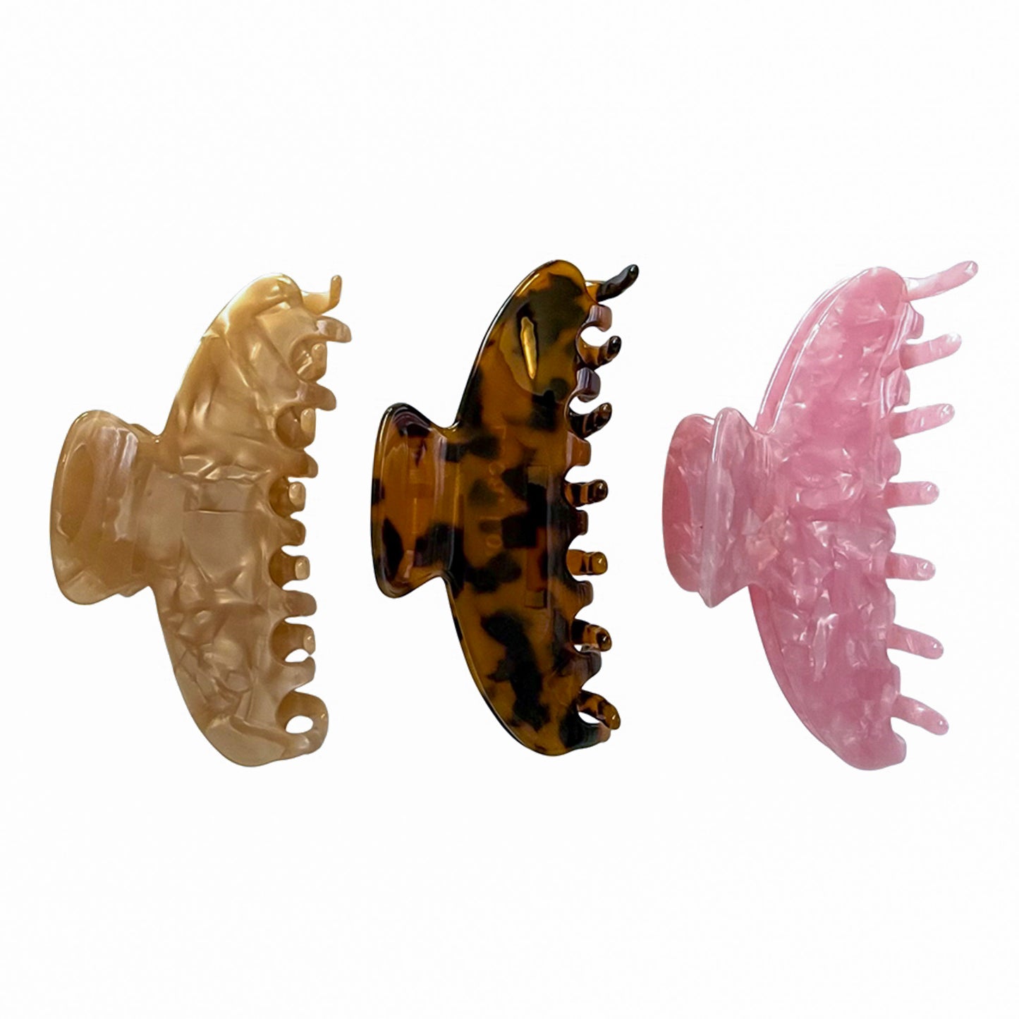 Custom OG Claw 3-pack — large size personalized claw clips in tortoise, nude, and pink by Local Love by Lauren.