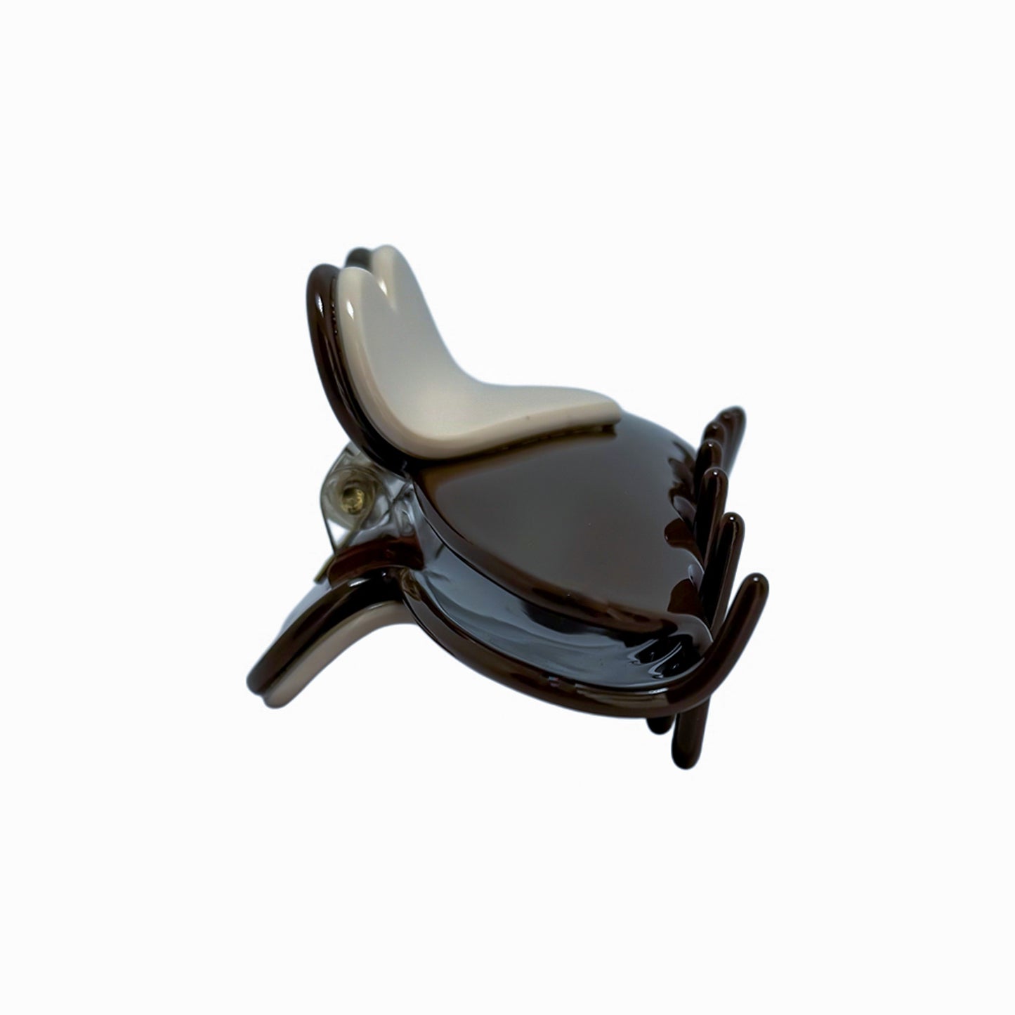 Custom One Love Clip in dark chocolate — personalized glossy claw clip with open curve design by Local Love by Lauren.