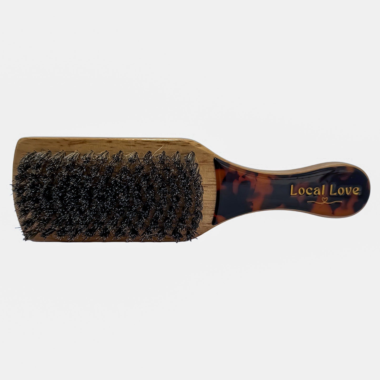 Personalized boar bristle slick back brush — custom wooden hairbrush with tortoise handle by Local Love by Lauren.