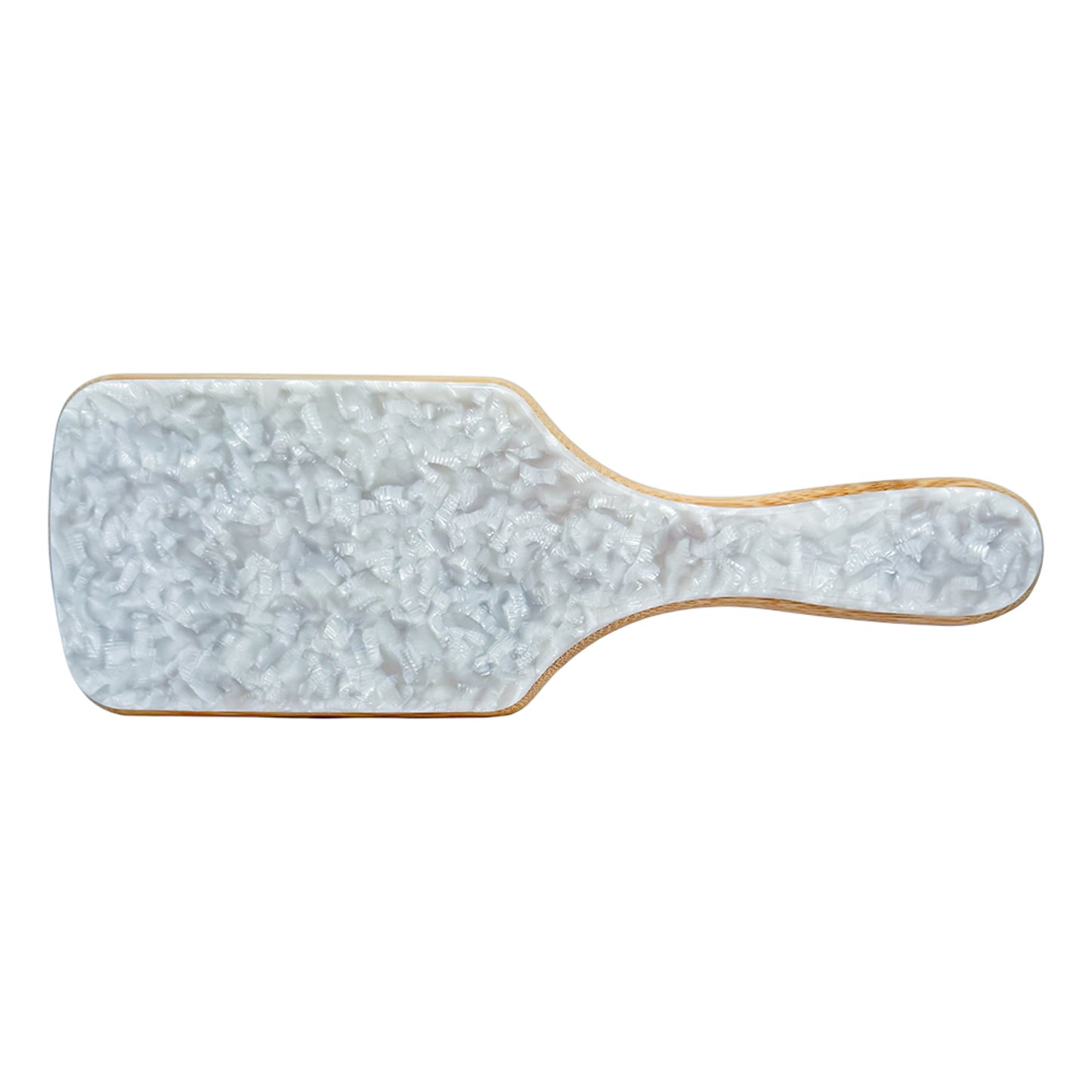 Custom Bamboo Babe Brush in white — personalized paddle detangling brush with marbled top by Local Love by Lauren.
