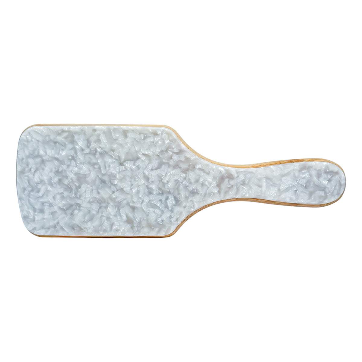 Custom Bamboo Babe Brush in white — personalized paddle detangling brush with marbled top by Local Love by Lauren.