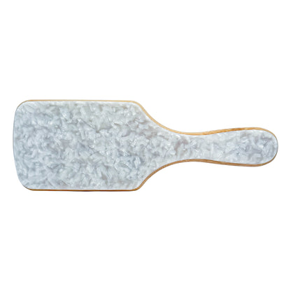 Custom Bamboo Babe Brush in white — personalized paddle detangling brush with marbled top by Local Love by Lauren.