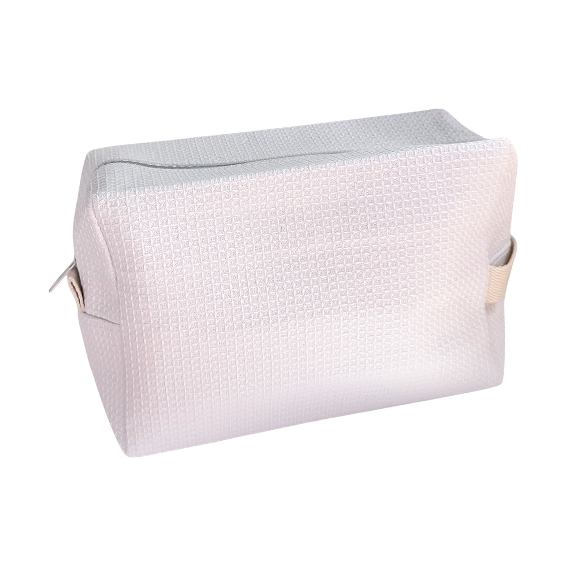  Custom white waffle-textured travel pouch — personalized makeup or toiletry bag by Local Love by Lauren