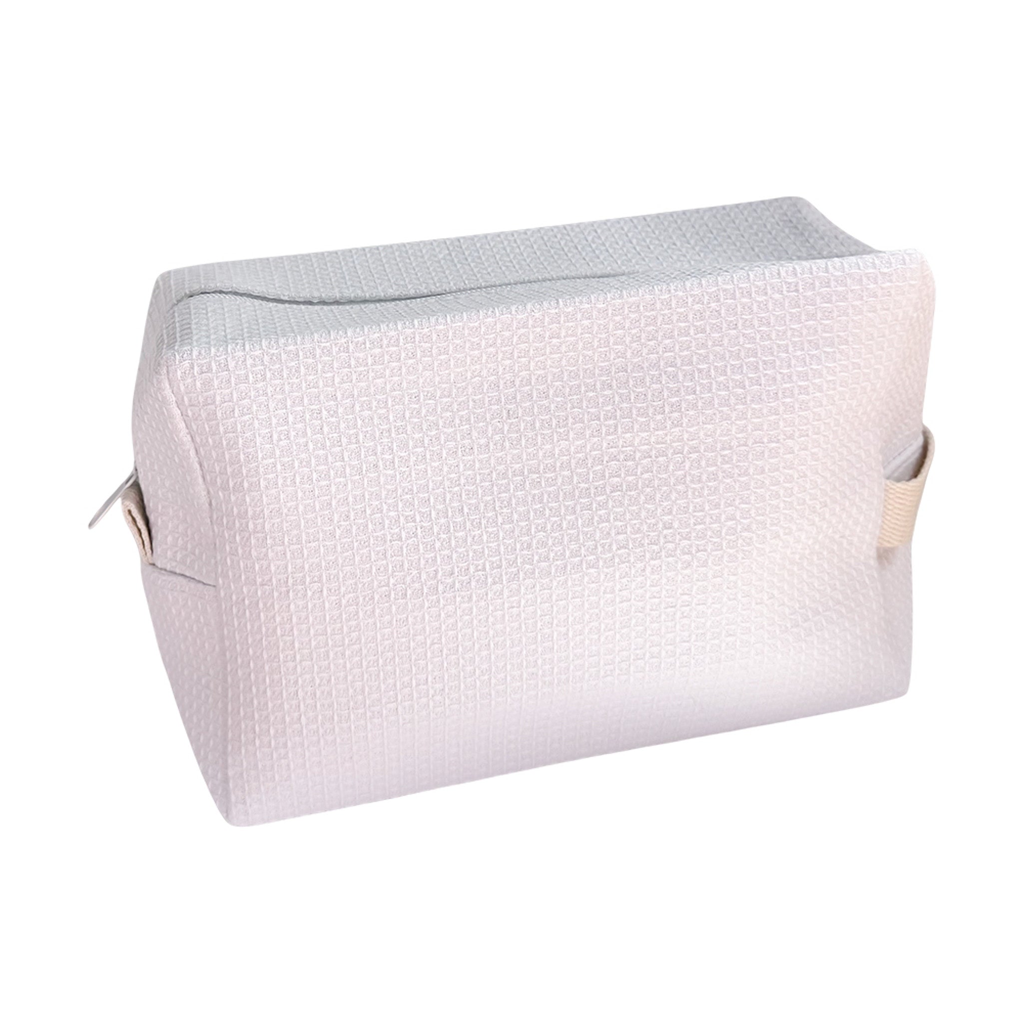  Custom white waffle-textured travel pouch — personalized makeup or toiletry bag by Local Love by Lauren