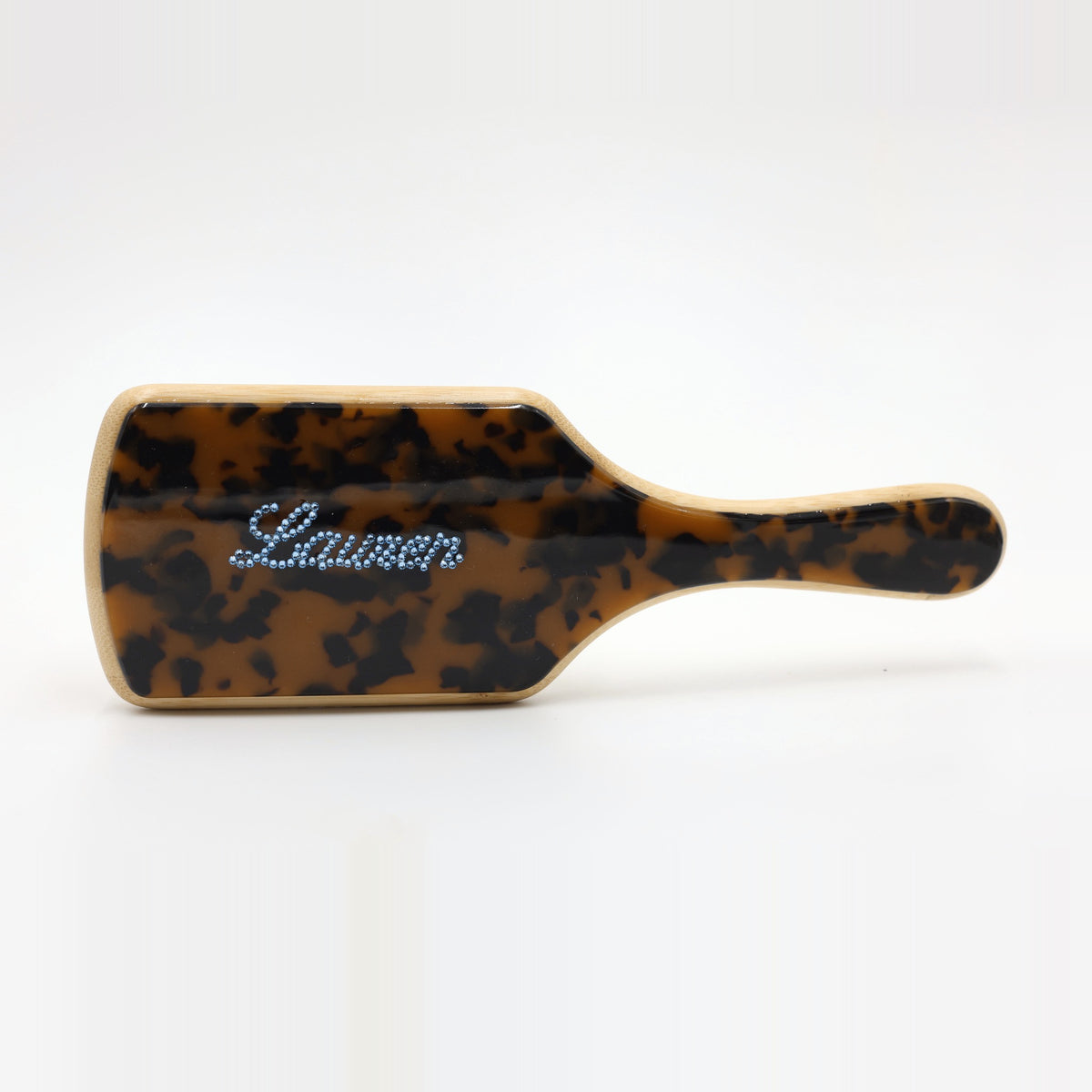 Bamboo Babe Brush in Tortoise with personalized crystal name