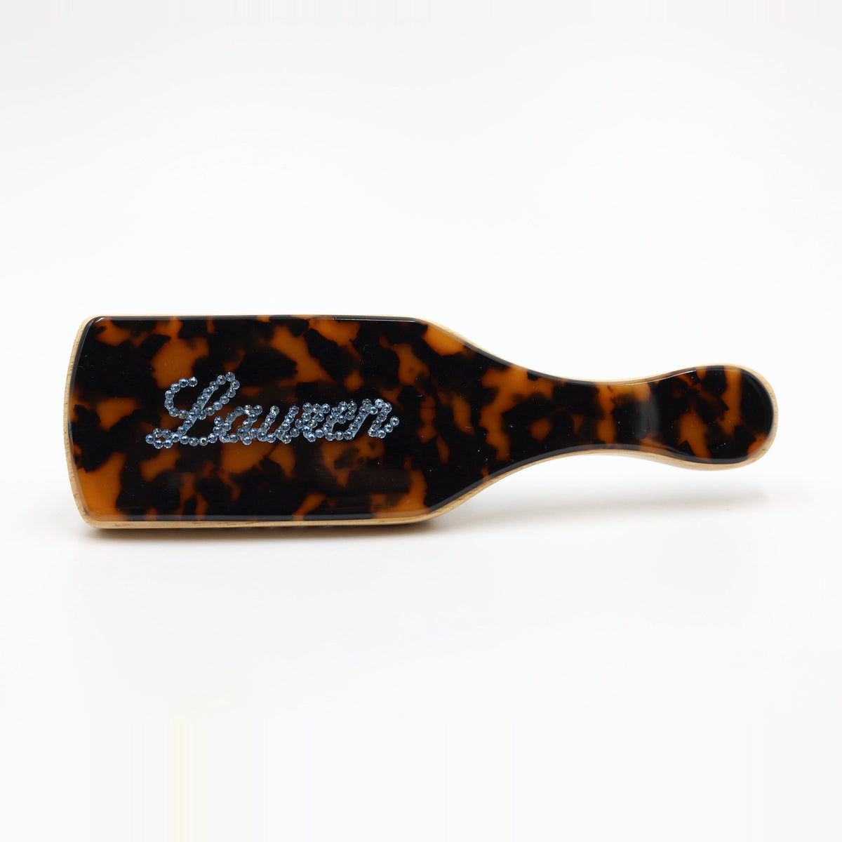 The Slickback Brush in Tortoise with personalized crystal name