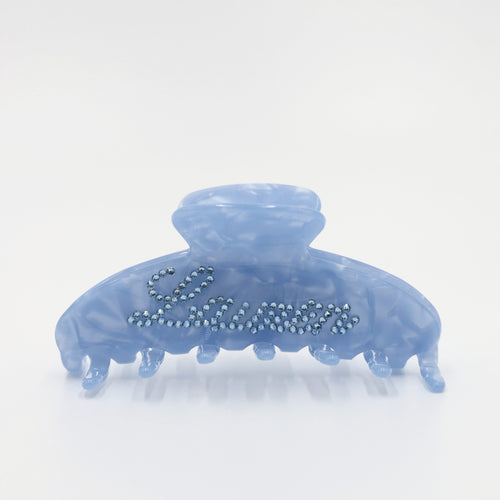 The Statement Claw in Blue with personalized crystal name